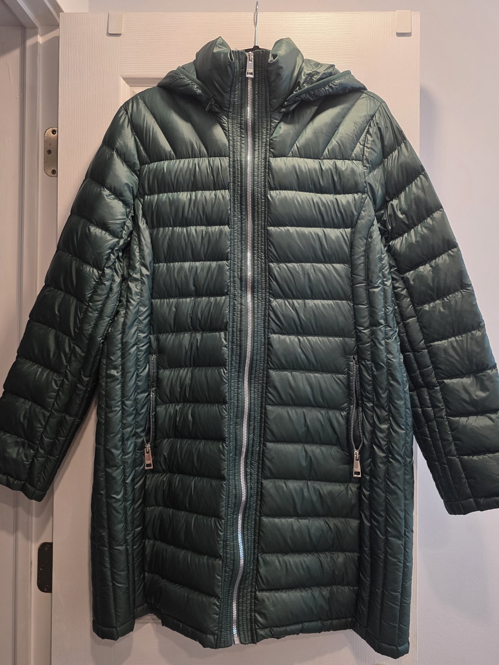 Michael Kors Green Quilted Hooded Puffer Coat